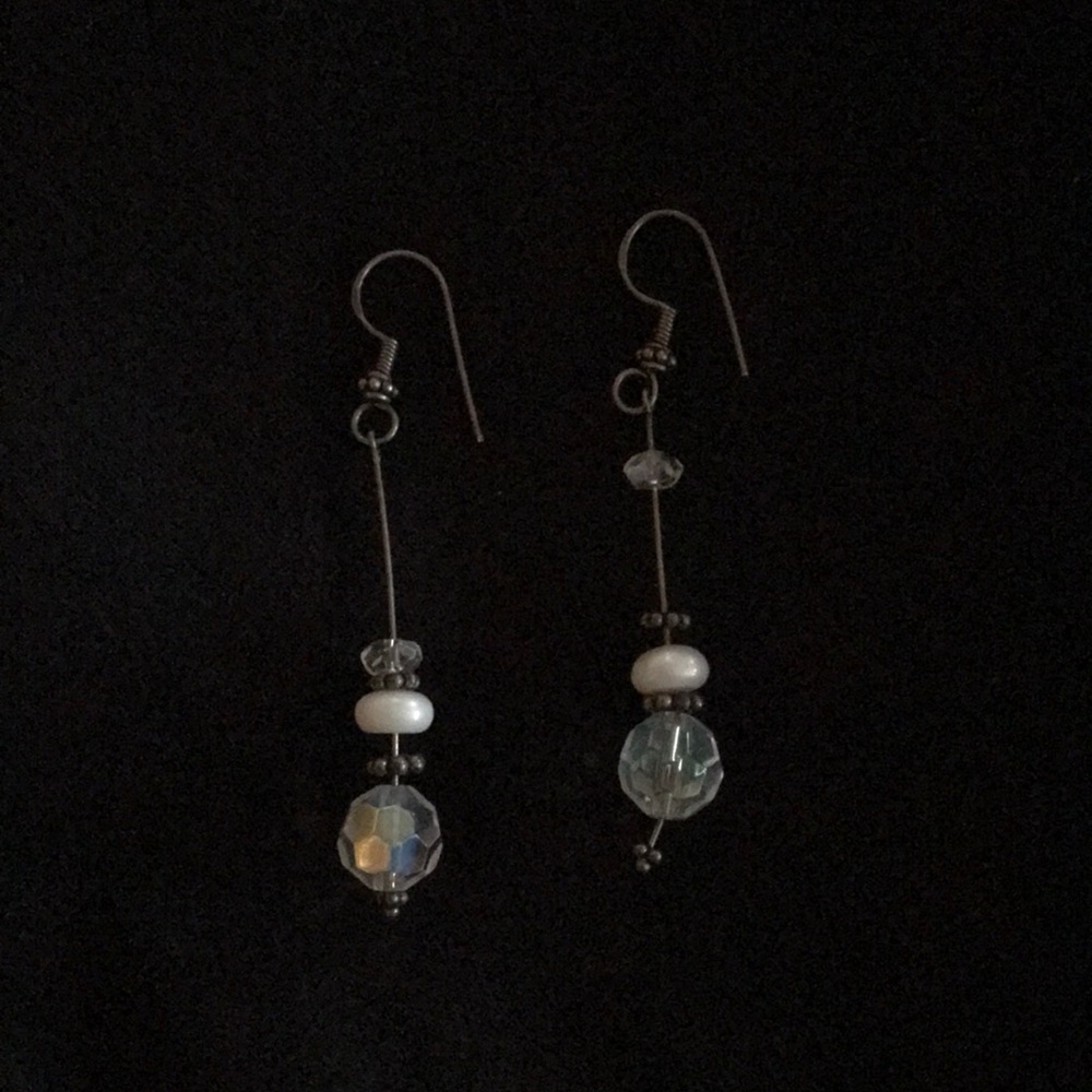 Crystal and Pearl Dangle Earrings